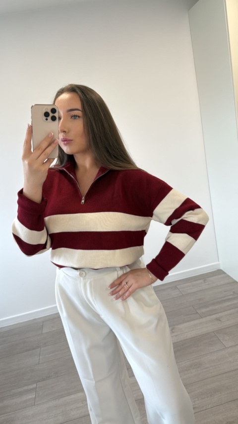 Sweter Bordowy Stripe