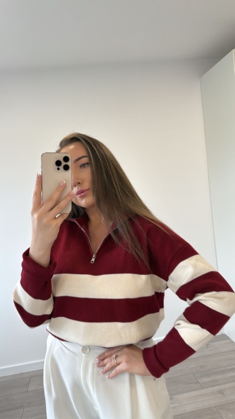 Sweter Bordowy Stripe