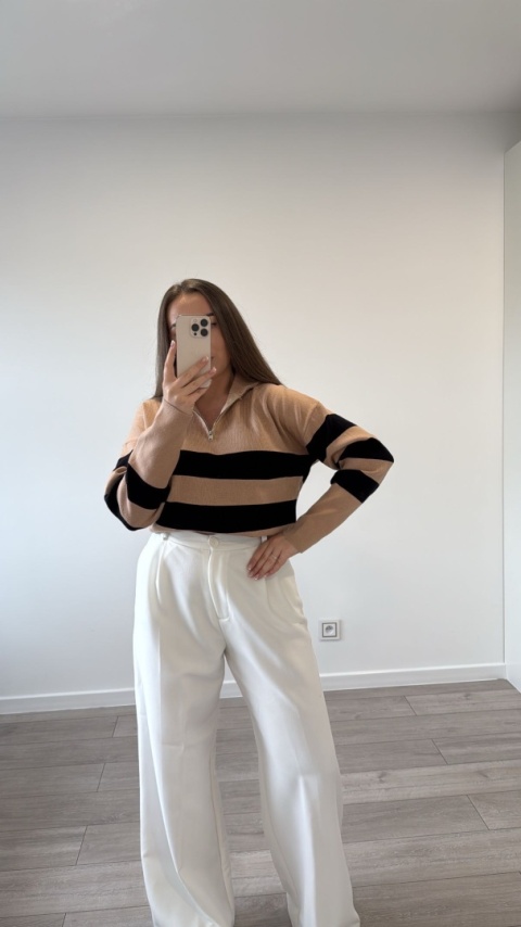 Sweter Karmelowy Stripe