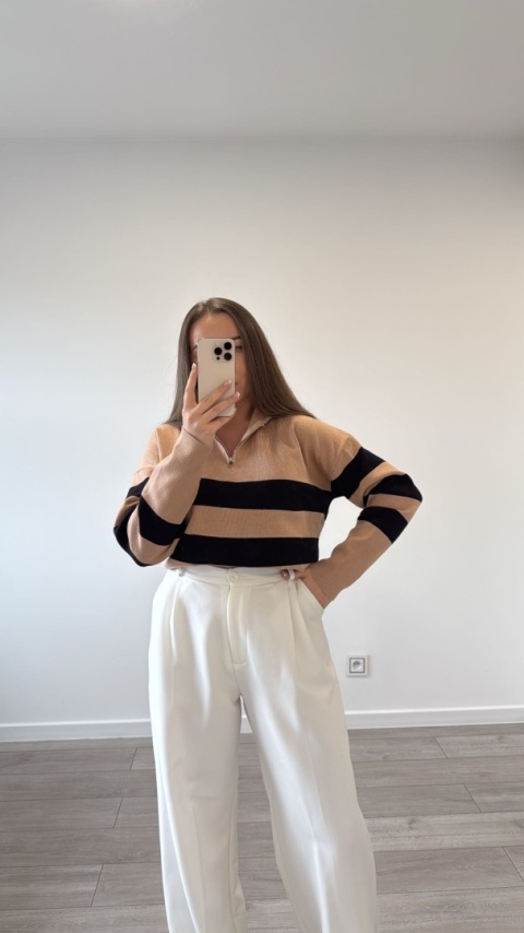 Sweter Karmelowy Stripe