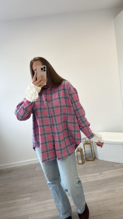 Koszula w Kratę Pink