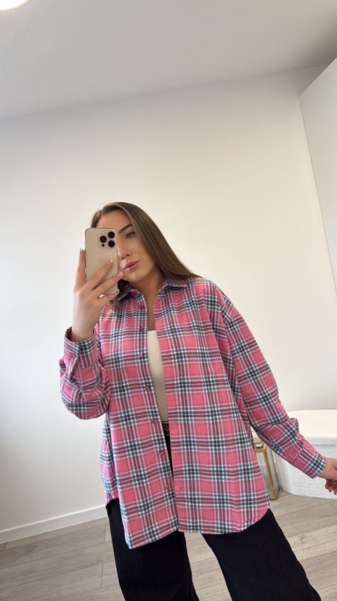Koszula w Kratę Pink