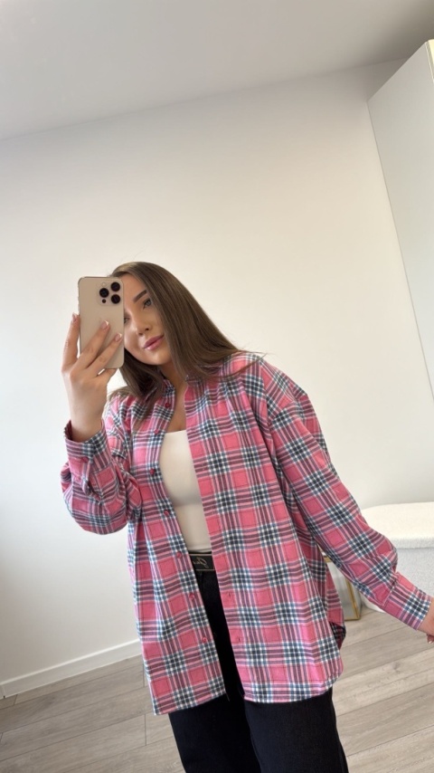 Koszula w Kratę Pink