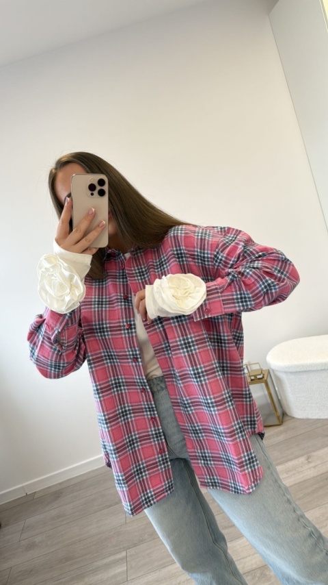 Koszula w Kratę Pink