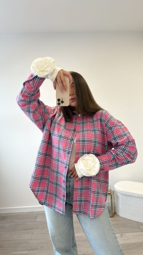 Koszula w Kratę Pink