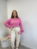 SWETER Z KOKARDKĄ RÓŻOWY