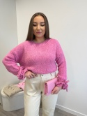 SWETER Z KOKARDKĄ RÓŻOWY