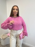 SWETER Z KOKARDKĄ RÓŻOWY