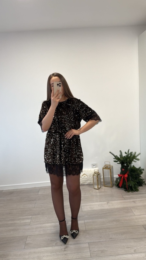 Sukienka w Cekiny Brązowa Keila