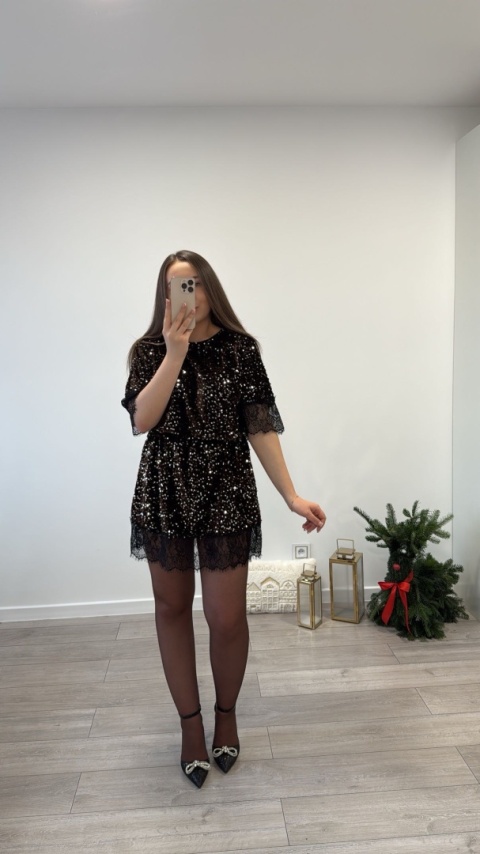 Sukienka w Cekiny Brązowa Keila