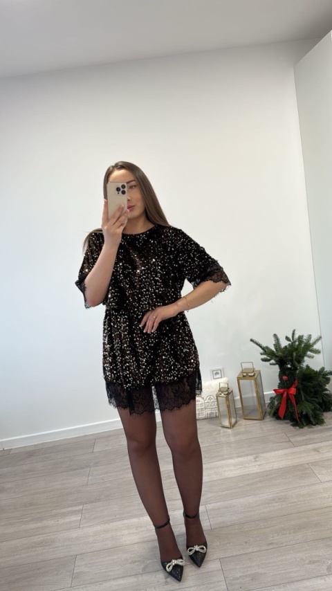 Sukienka w Cekiny Brązowa Keila