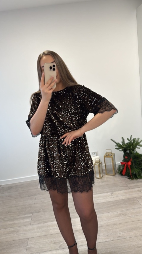 Sukienka w Cekiny Brązowa Keila