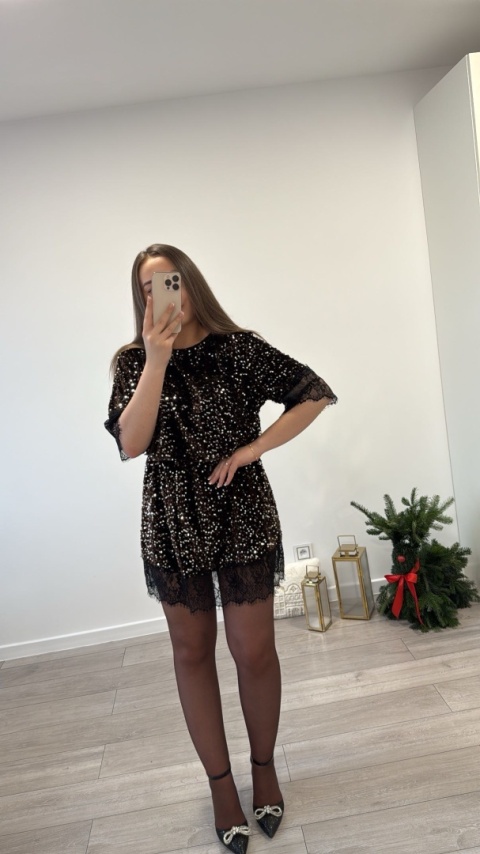 Sukienka w Cekiny Brązowa Keila