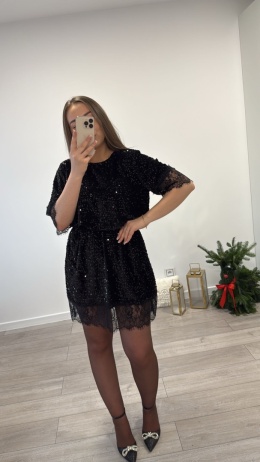 Sukienka w Cekiny Czarna Keila